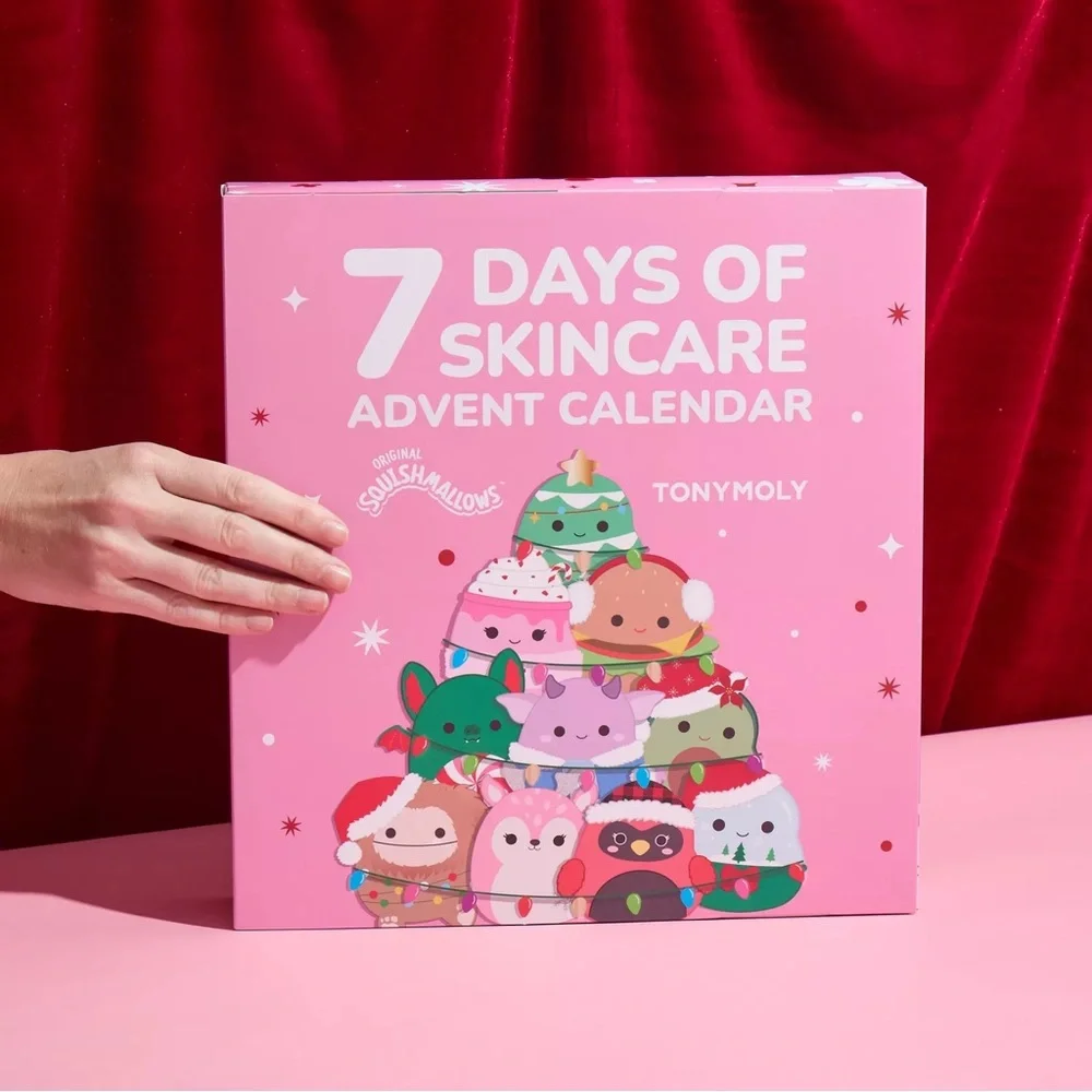 Squishmallows 7-day tween advent calendar, eye mask, foot mask/sock set—NWT
